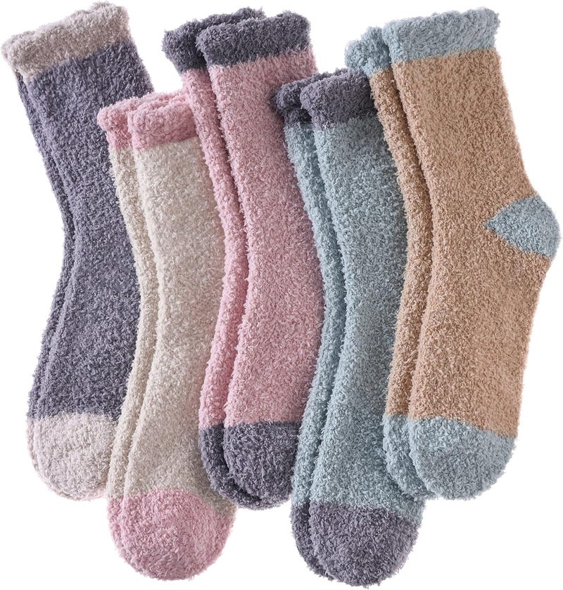 LINEMIN Womens Fuzzy Socks Cozy Fluffy Winter Warm Slipper Socks Microfiber Soft Home Sleeping Socks - Image 1